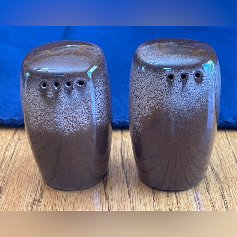 Vintage Frankoma Salt & Pepper Art Pottery  3” Brown/Cream